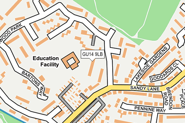 GU14 9LB map - OS OpenMap – Local (Ordnance Survey)