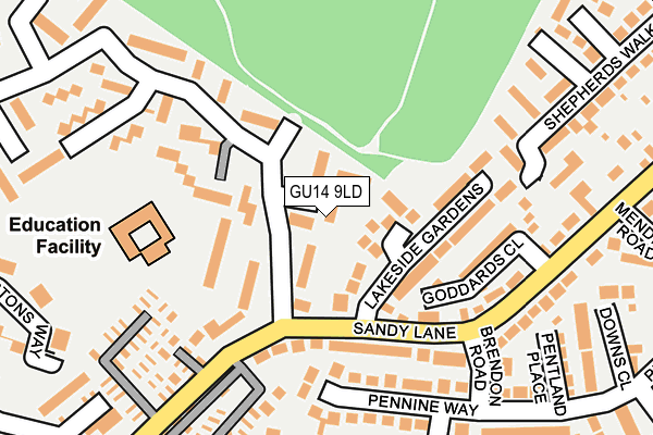 GU14 9LD map - OS OpenMap – Local (Ordnance Survey)