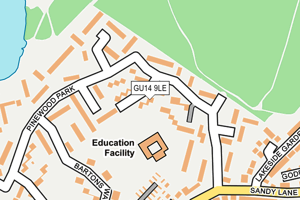 GU14 9LE map - OS OpenMap – Local (Ordnance Survey)