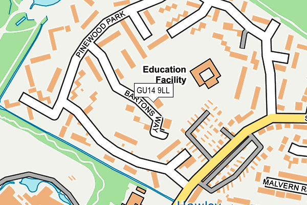 GU14 9LL map - OS OpenMap – Local (Ordnance Survey)