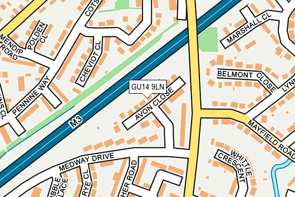 GU14 9LN map - OS OpenMap – Local (Ordnance Survey)