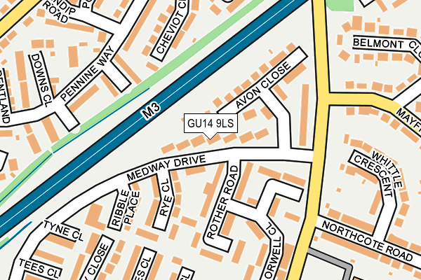 GU14 9LS map - OS OpenMap – Local (Ordnance Survey)