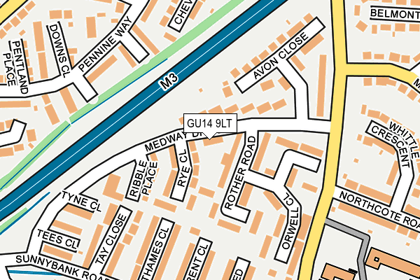 GU14 9LT map - OS OpenMap – Local (Ordnance Survey)