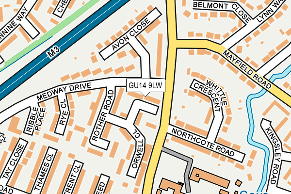 GU14 9LW map - OS OpenMap – Local (Ordnance Survey)