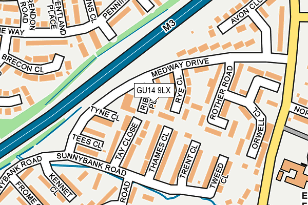 GU14 9LX map - OS OpenMap – Local (Ordnance Survey)