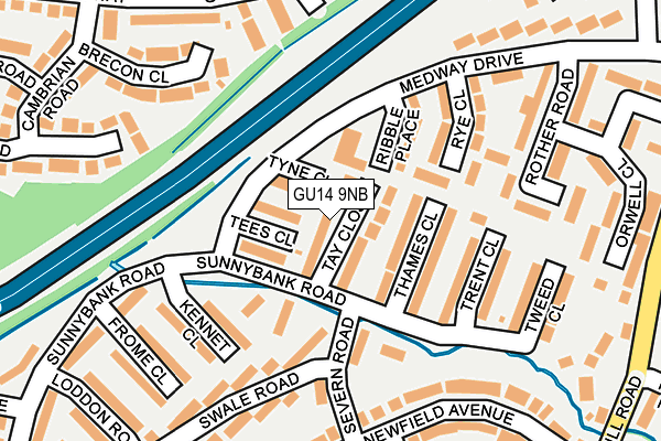 GU14 9NB map - OS OpenMap – Local (Ordnance Survey)