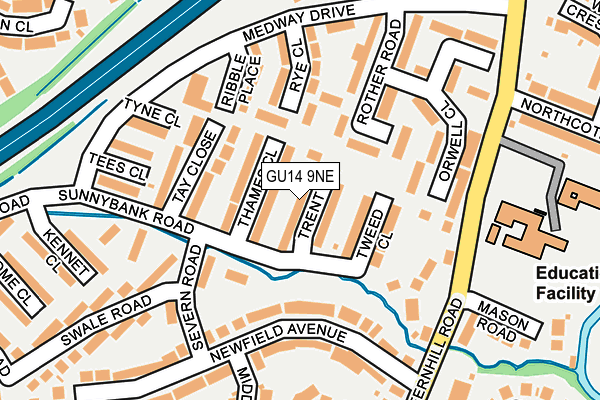 GU14 9NE map - OS OpenMap – Local (Ordnance Survey)