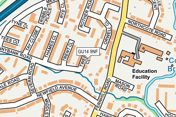 GU14 9NF map - OS OpenMap – Local (Ordnance Survey)