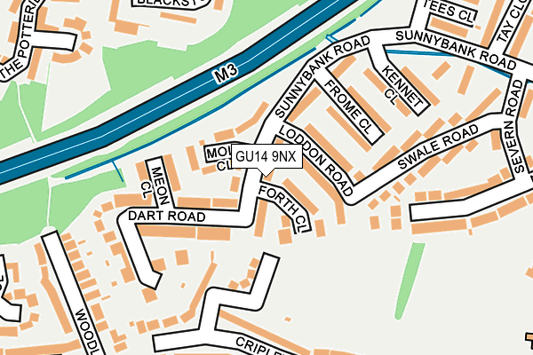 GU14 9NX map - OS OpenMap – Local (Ordnance Survey)