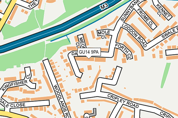 GU14 9PA map - OS OpenMap – Local (Ordnance Survey)