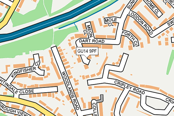 GU14 9PF map - OS OpenMap – Local (Ordnance Survey)