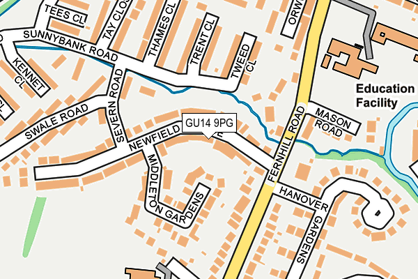 GU14 9PG map - OS OpenMap – Local (Ordnance Survey)
