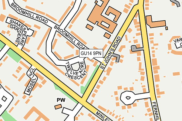 GU14 9PN map - OS OpenMap – Local (Ordnance Survey)