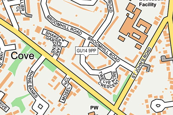 GU14 9PP map - OS OpenMap – Local (Ordnance Survey)