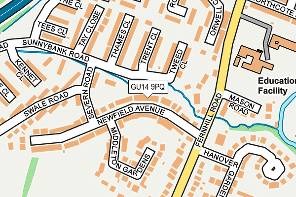 GU14 9PQ map - OS OpenMap – Local (Ordnance Survey)