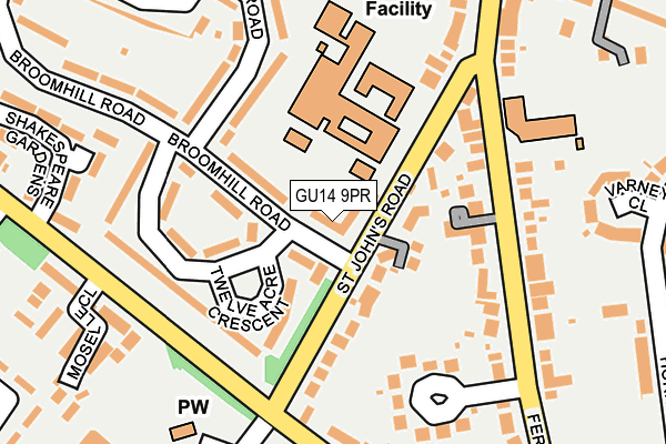 GU14 9PR map - OS OpenMap – Local (Ordnance Survey)