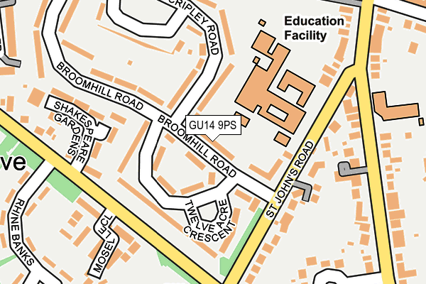 GU14 9PS map - OS OpenMap – Local (Ordnance Survey)