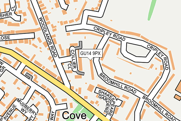 GU14 9PX map - OS OpenMap – Local (Ordnance Survey)