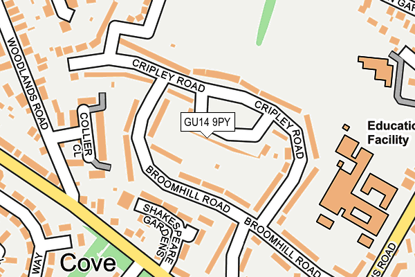 GU14 9PY map - OS OpenMap – Local (Ordnance Survey)