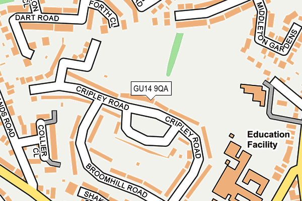 GU14 9QA map - OS OpenMap – Local (Ordnance Survey)