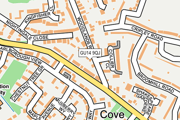 GU14 9QJ map - OS OpenMap – Local (Ordnance Survey)