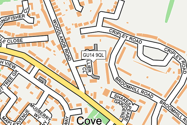 GU14 9QL map - OS OpenMap – Local (Ordnance Survey)