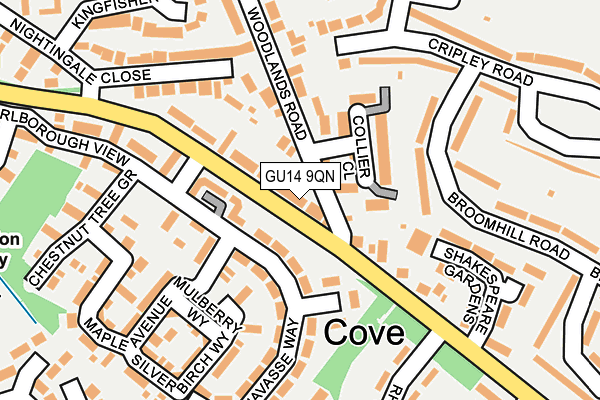 GU14 9QN map - OS OpenMap – Local (Ordnance Survey)