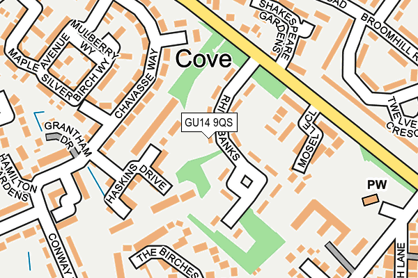 GU14 9QS map - OS OpenMap – Local (Ordnance Survey)