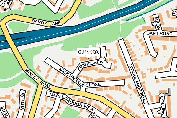 GU14 9QX map - OS OpenMap – Local (Ordnance Survey)