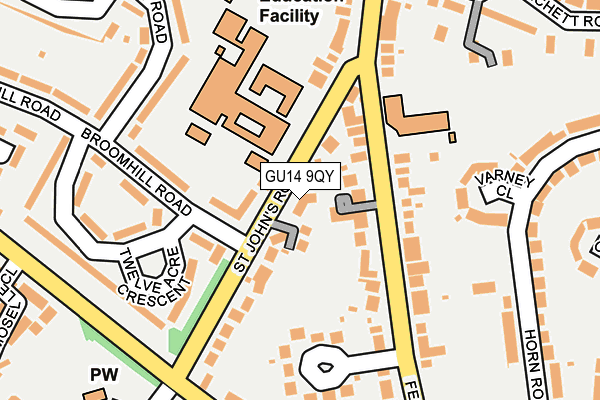 GU14 9QY map - OS OpenMap – Local (Ordnance Survey)