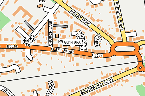 GU14 9RA map - OS OpenMap – Local (Ordnance Survey)