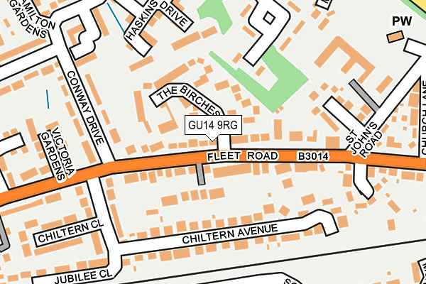 GU14 9RG map - OS OpenMap – Local (Ordnance Survey)