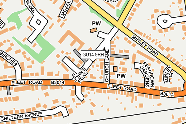 GU14 9RH map - OS OpenMap – Local (Ordnance Survey)