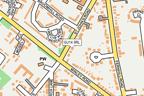 GU14 9RL map - OS OpenMap – Local (Ordnance Survey)