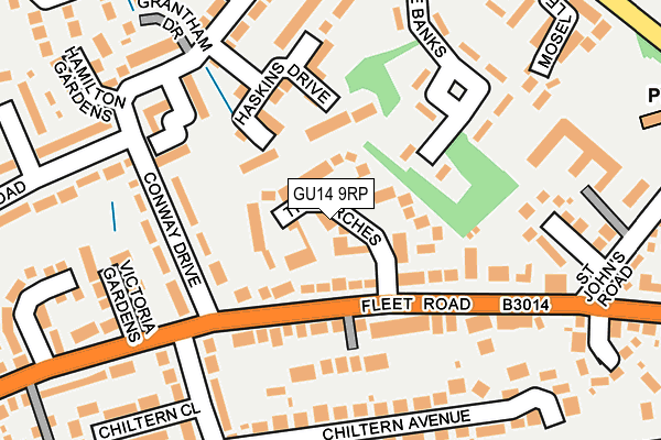 GU14 9RP map - OS OpenMap – Local (Ordnance Survey)