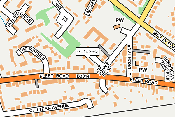 GU14 9RQ map - OS OpenMap – Local (Ordnance Survey)