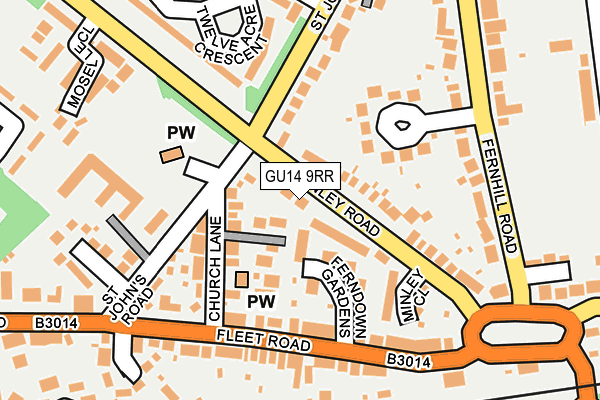 GU14 9RR map - OS OpenMap – Local (Ordnance Survey)