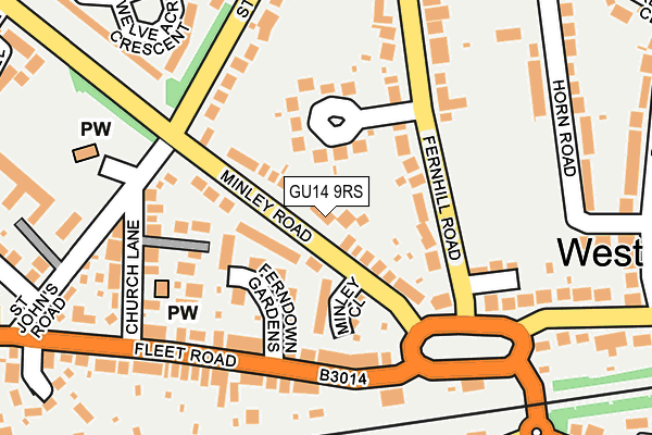 GU14 9RS map - OS OpenMap – Local (Ordnance Survey)