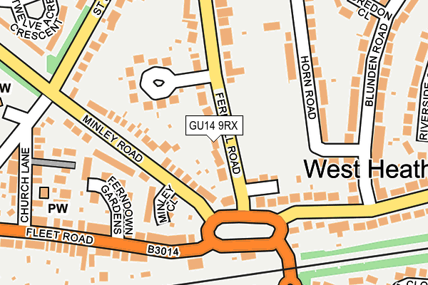 GU14 9RX map - OS OpenMap – Local (Ordnance Survey)