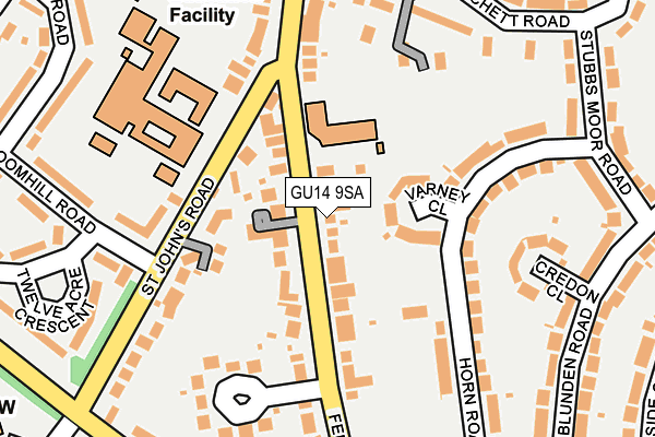 GU14 9SA map - OS OpenMap – Local (Ordnance Survey)