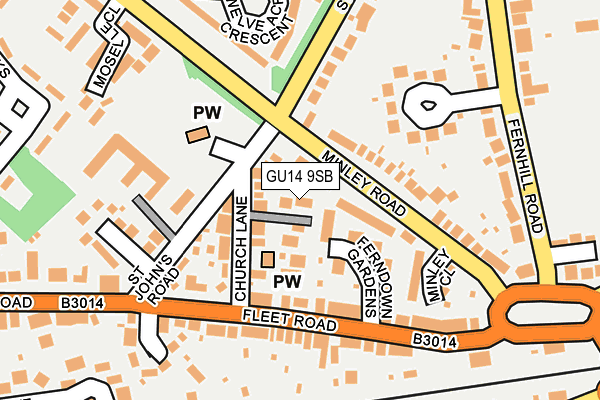 GU14 9SB map - OS OpenMap – Local (Ordnance Survey)