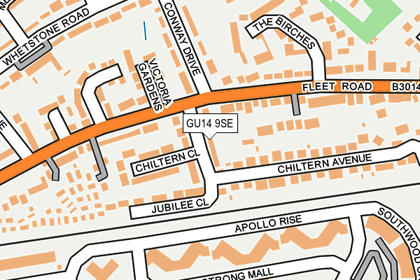 GU14 9SE map - OS OpenMap – Local (Ordnance Survey)