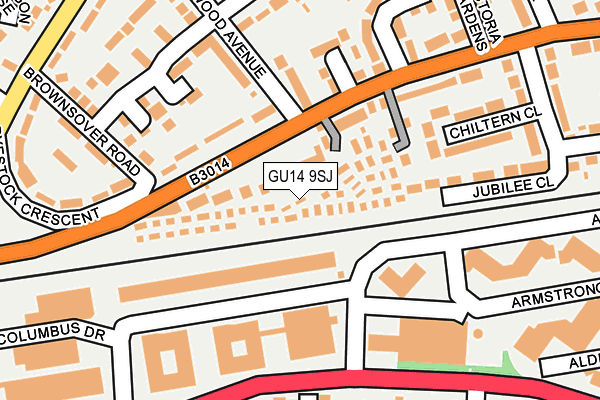 GU14 9SJ map - OS OpenMap – Local (Ordnance Survey)