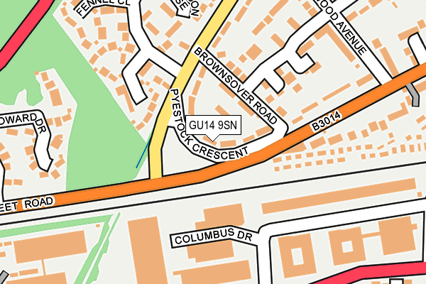 GU14 9SN map - OS OpenMap – Local (Ordnance Survey)