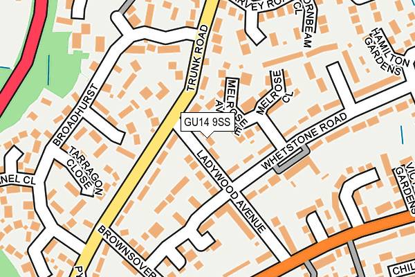 GU14 9SS map - OS OpenMap – Local (Ordnance Survey)