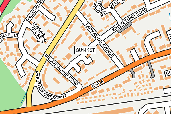 GU14 9ST map - OS OpenMap – Local (Ordnance Survey)