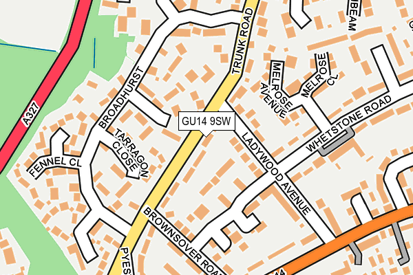 GU14 9SW map - OS OpenMap – Local (Ordnance Survey)