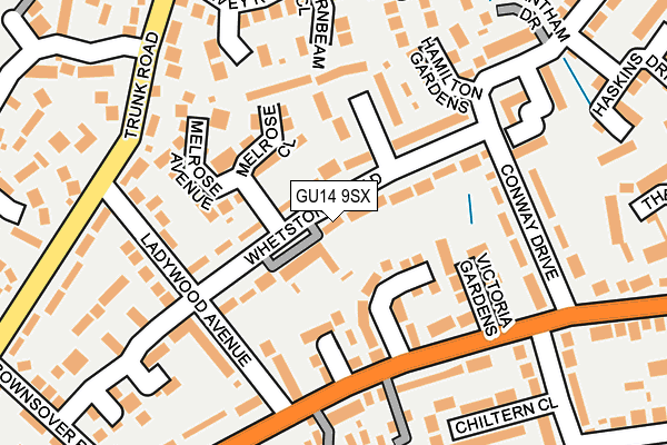 GU14 9SX map - OS OpenMap – Local (Ordnance Survey)