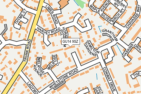 GU14 9SZ map - OS OpenMap – Local (Ordnance Survey)