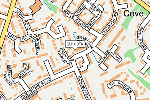 GU14 9TA map - OS OpenMap – Local (Ordnance Survey)